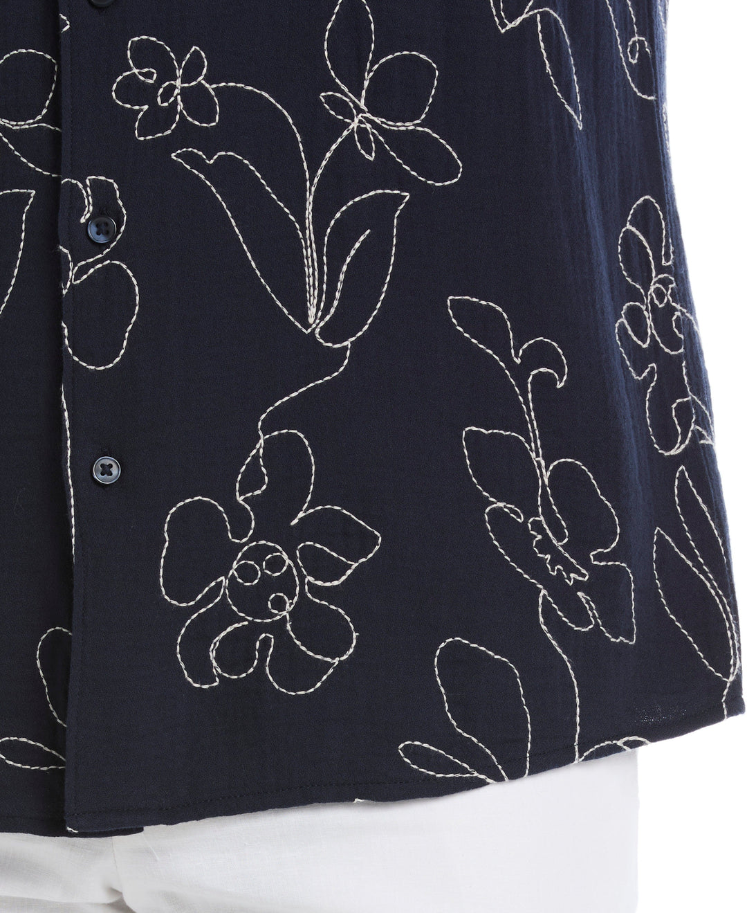 All-Over Embroidered Cotton Shirt (Dress Blues) 