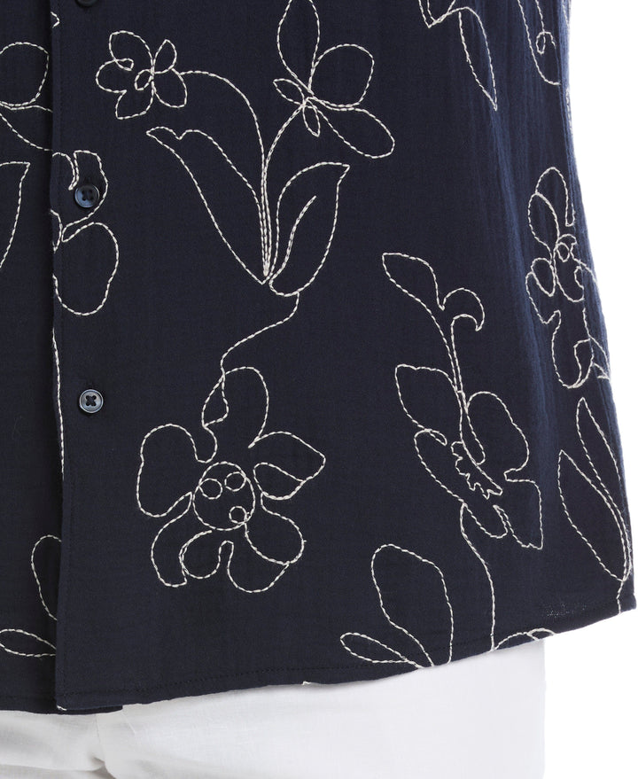 All-Over Embroidered Cotton Shirt (Dress Blues) 