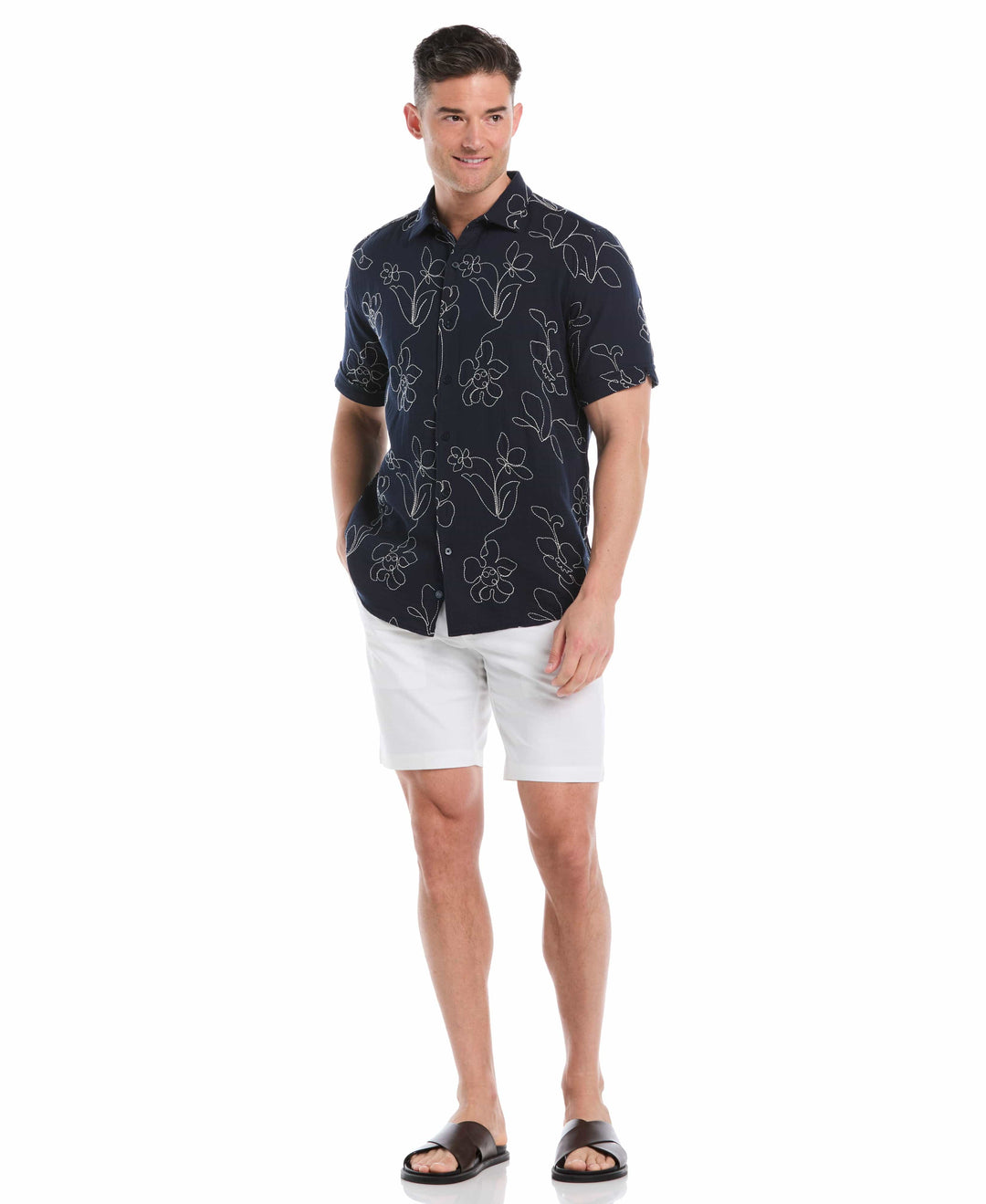 All-Over Embroidered Cotton Shirt (Dress Blues) 