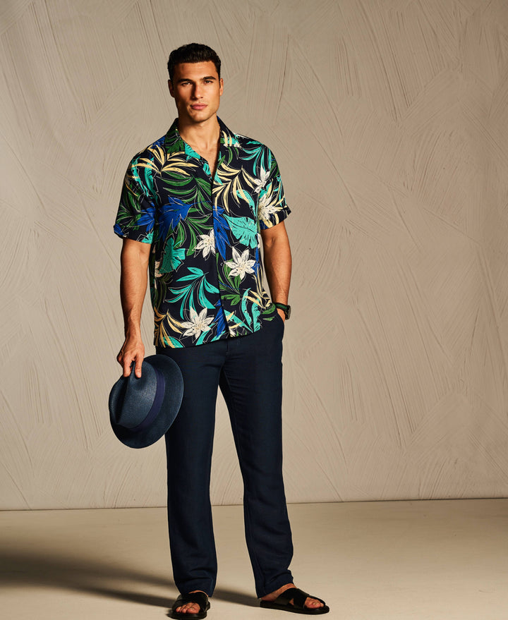 All-Over Tropical Print Shirt-Casual Shirts-Cubavera