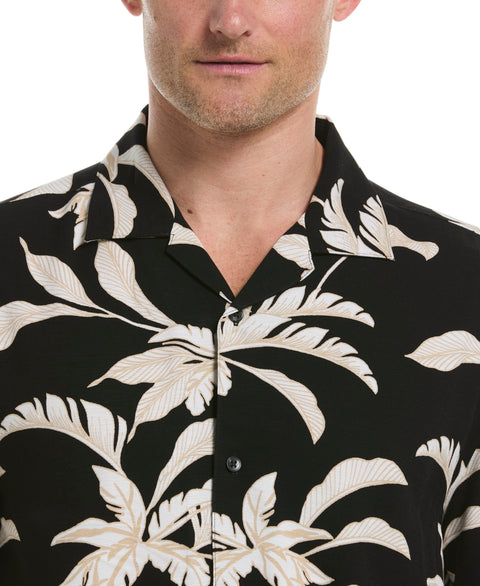 All-Over Tropical Print Shirt (Jet Black) 