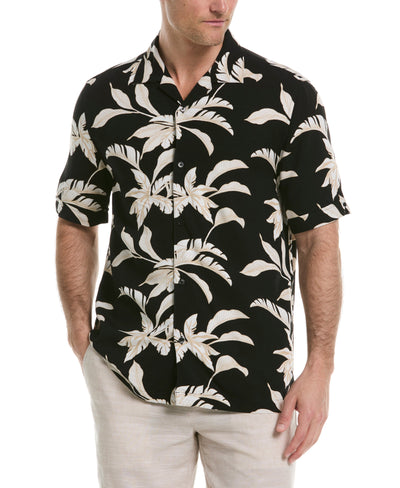 All-Over Tropical Print Shirt (Jet Black) 