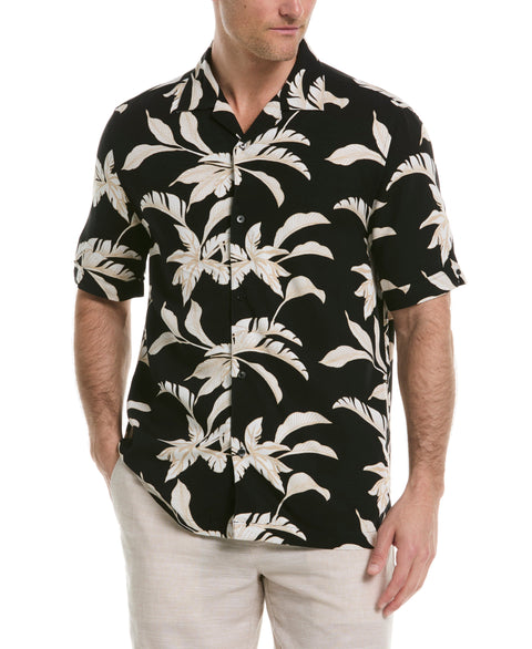 All-Over Tropical Print Shirt (Jet Black) 