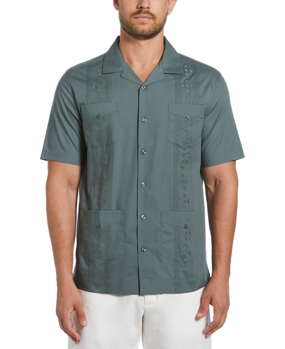 Camp Collar Guayabera Shirt (Balsam Green) 