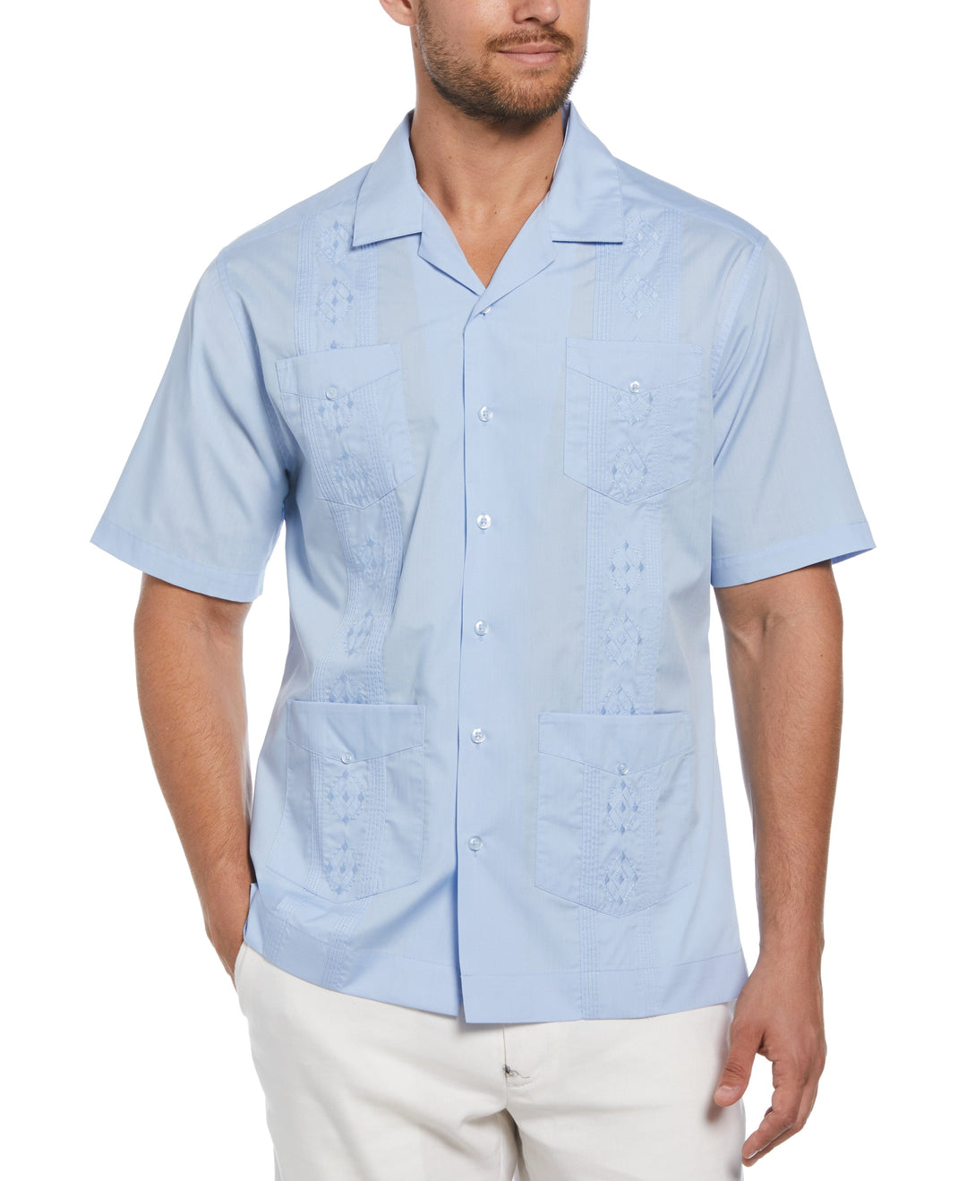 Big & Tall Poplin Guayabera Shirt (Blue Bell) 
