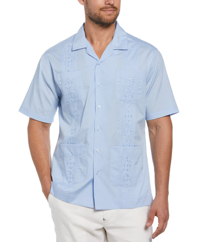 Embroidered Camp Collar Guayabera Shirt (Blue Bell) 