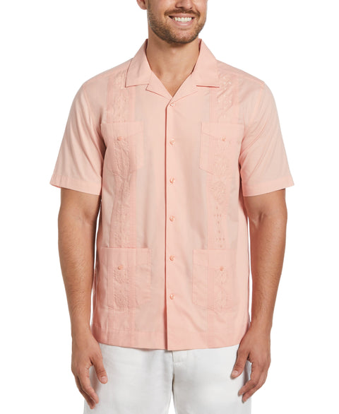 Authentic Embroidered Guayabera Shirt (Coral Cloud) 
