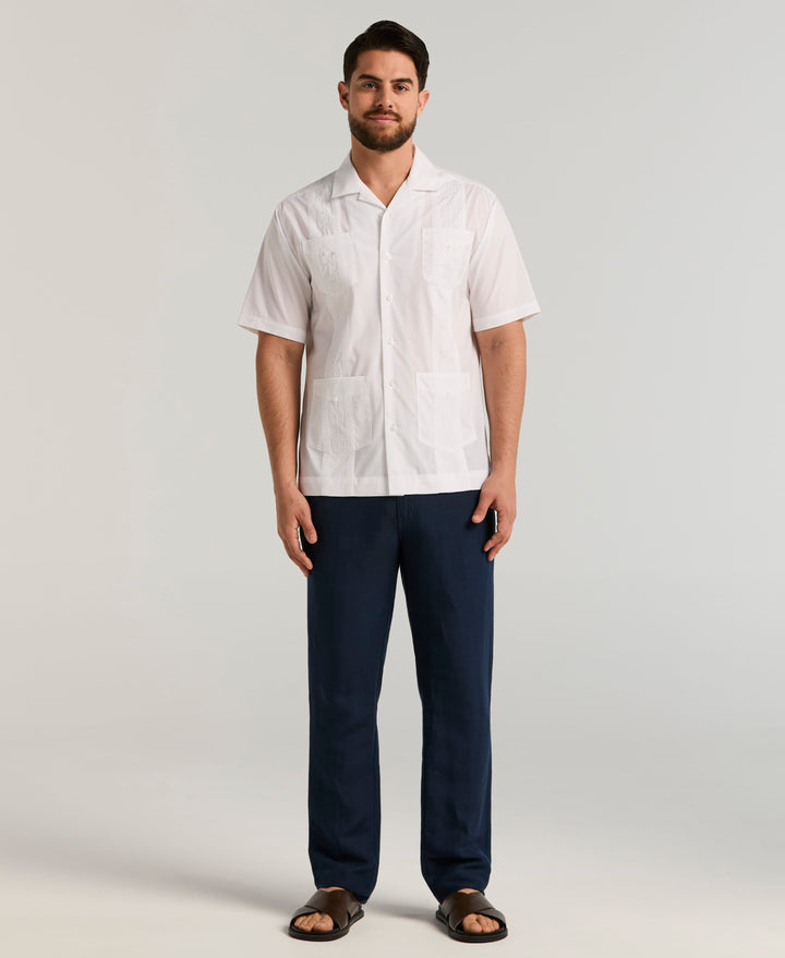 Camp Collar Guayabera Shirt (Pure White) 