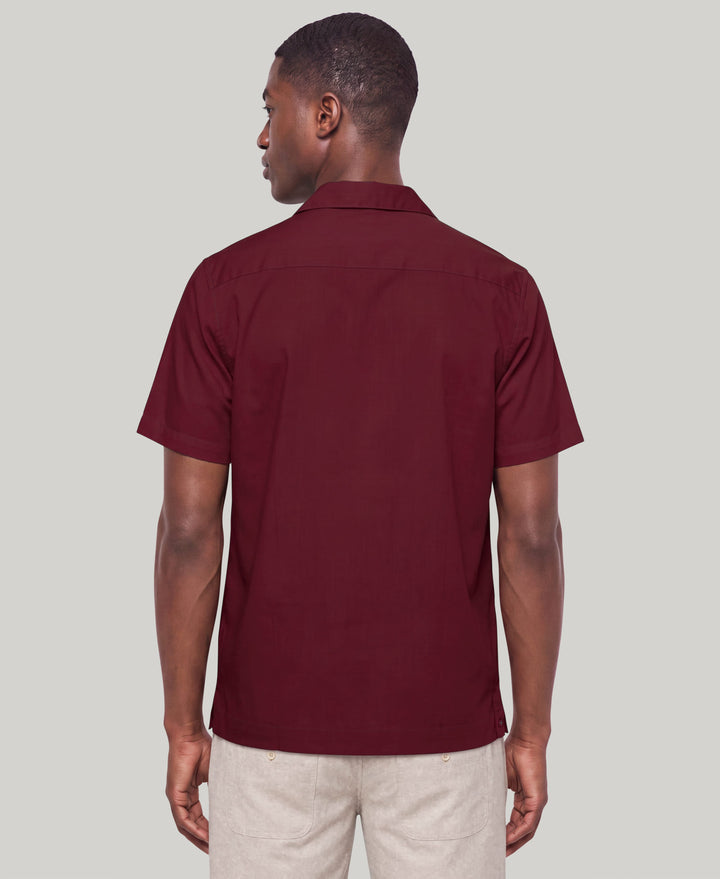 Camp Collar Guayabera Shirt (Cabernet) 