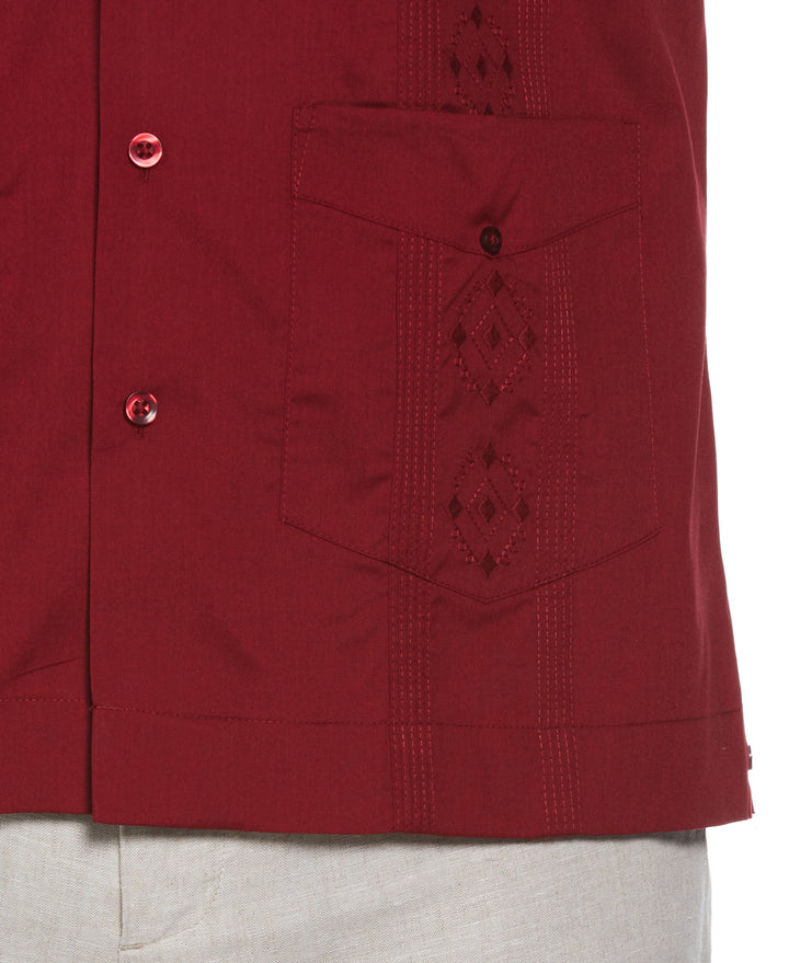 Big & Tall Poplin Guayabera Shirt (Biking Red) 