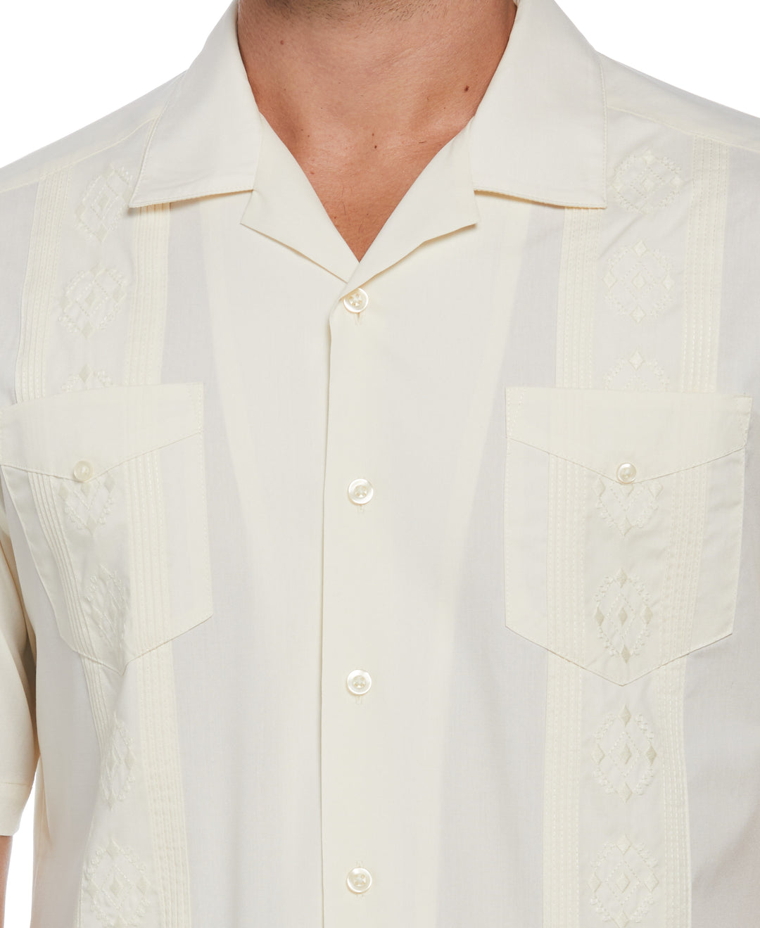 Camp Collar Guayabera Shirt (Ivory) 