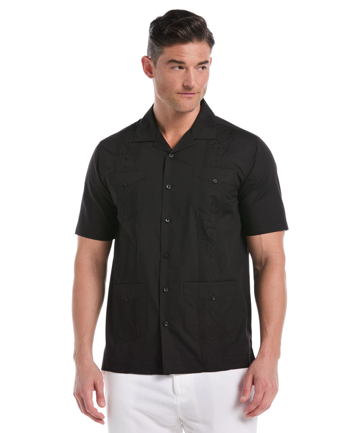Camp Collar Guayabera Shirt (Black) 