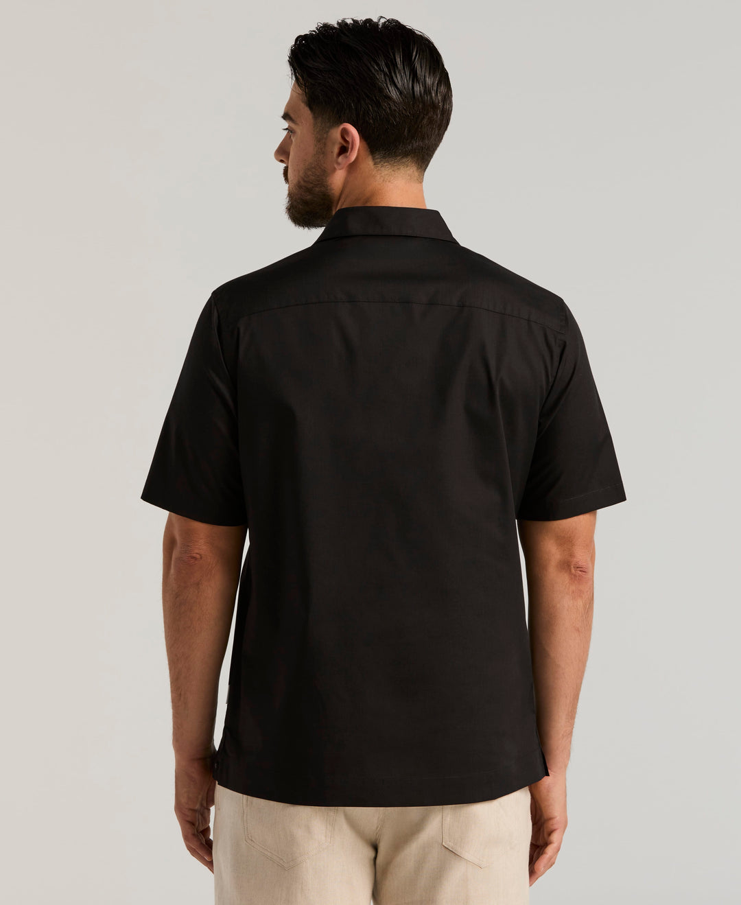 Camp Collar Guayabera Shirt (Black) 