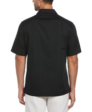 Embroidered Camp Collar Guayabera Shirt (Black) 