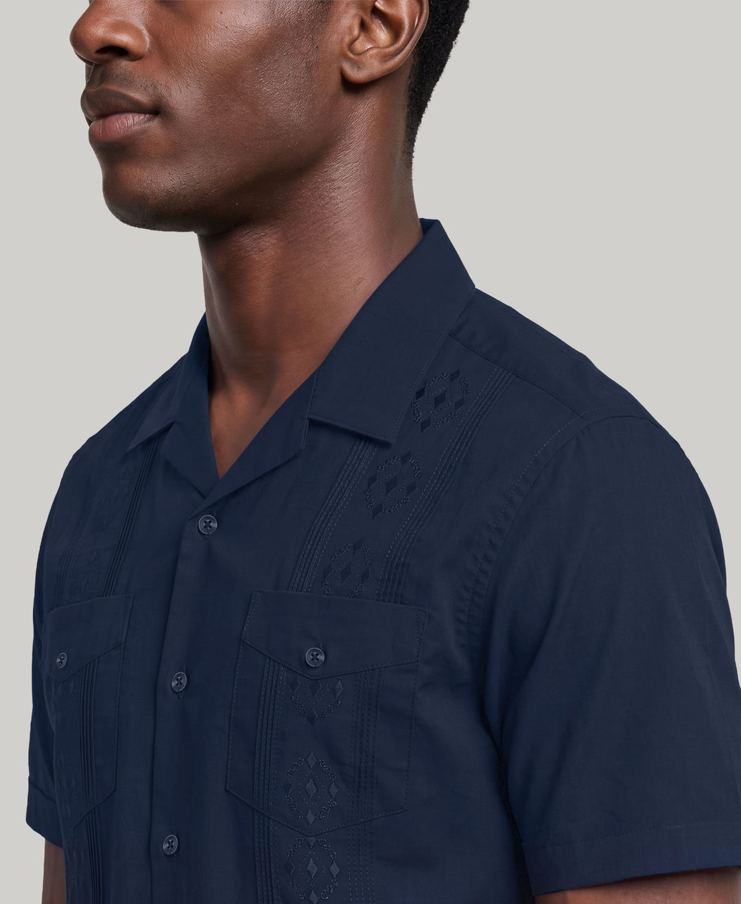 Camp Collar Guayabera Shirt (Pageant Blue) 