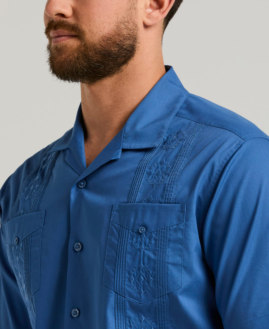 Camp Collar Guayabera Shirt (Delft) 