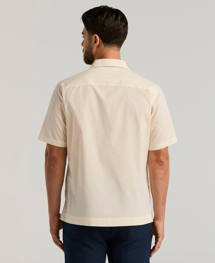 Camp Collar Guayabera Shirt (Ivory) 