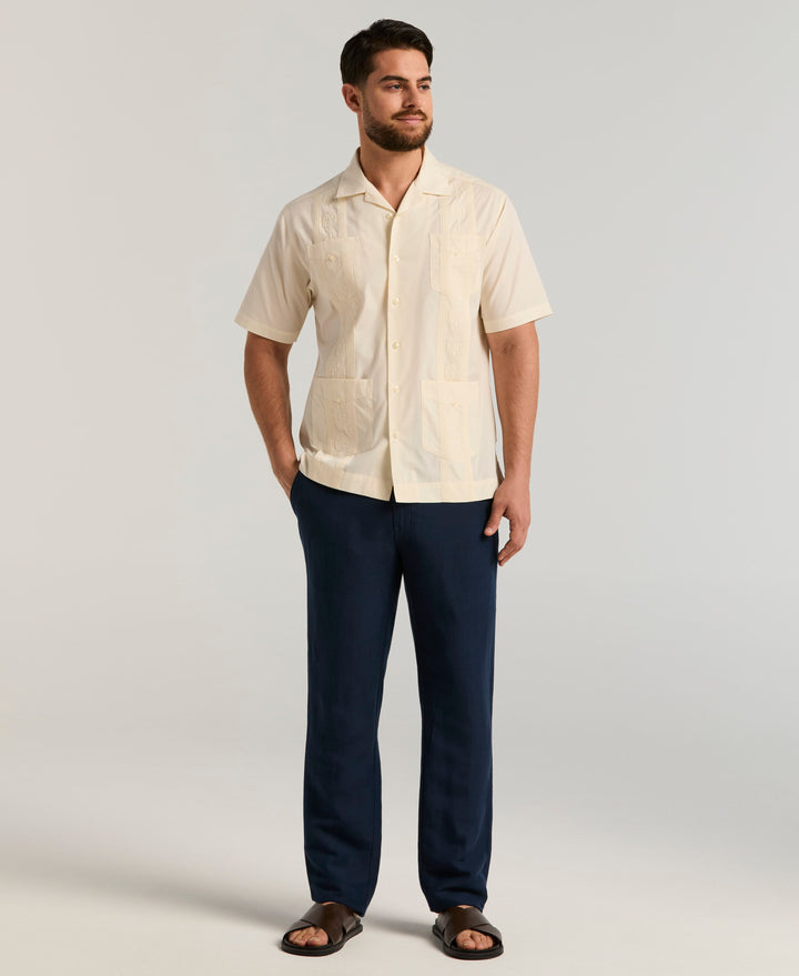 Camp Collar Guayabera Shirt (Ivory) 