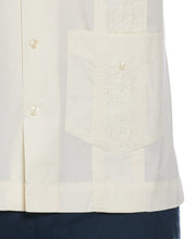 Embroidered Camp Collar Guayabera Shirt (Ivory) 