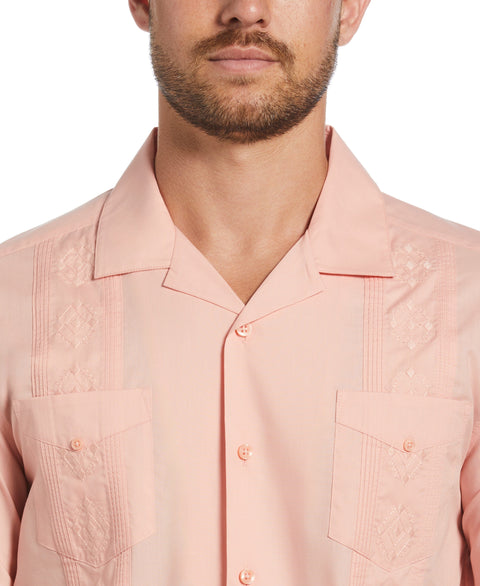 Authentic Embroidered Guayabera Shirt (Coral Cloud) 