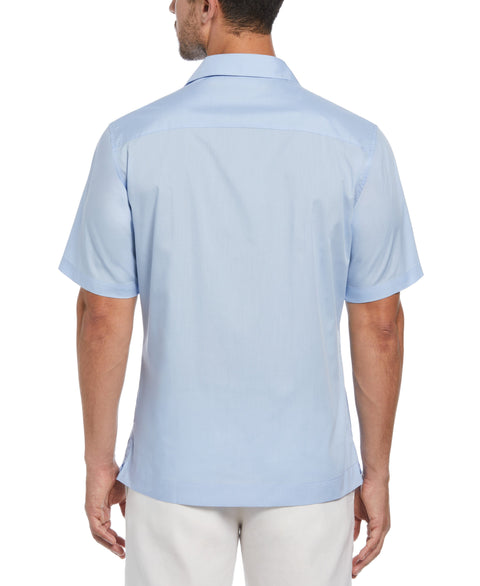 Embroidered Camp Collar Guayabera Shirt (Blue Bell) 