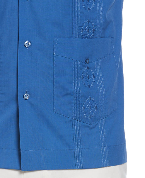 Embroidered Camp Collar Guayabera Shirt (Delft) 