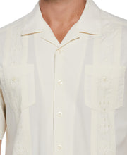 Embroidered Camp Collar Guayabera Shirt (Ivory) 