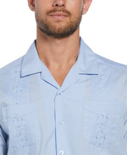 Embroidered Camp Collar Guayabera Shirt (Blue Bell) 