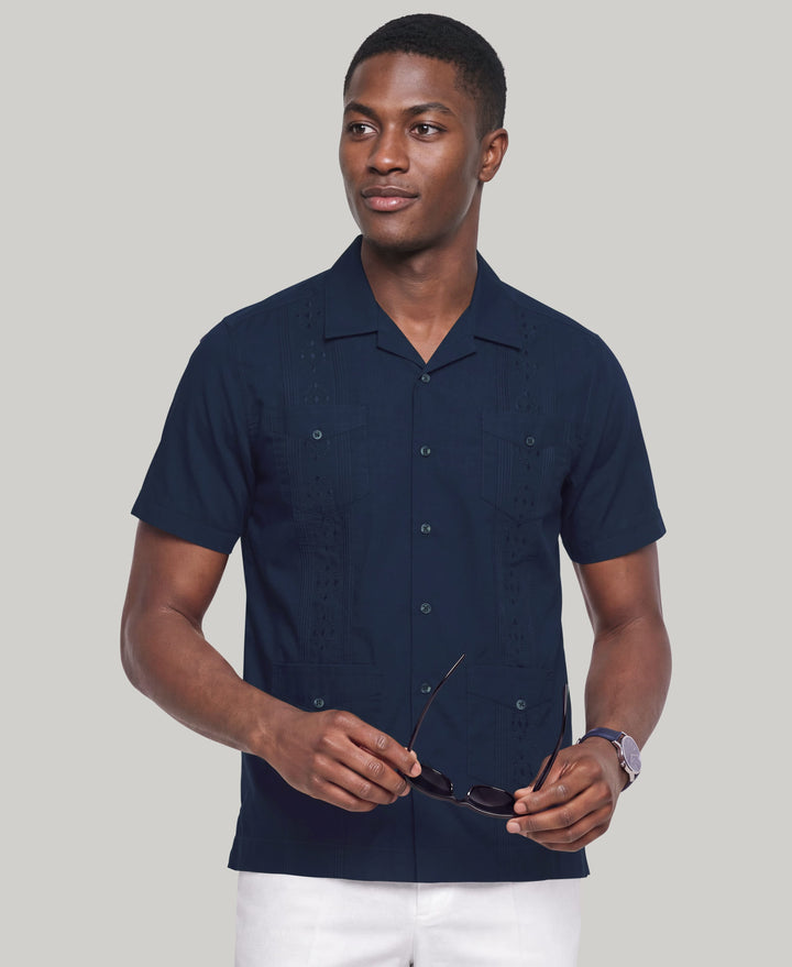 Camp Collar Guayabera Shirt (Pageant Blue) 