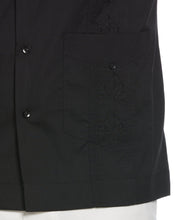 Embroidered Camp Collar Guayabera Shirt (Black) 