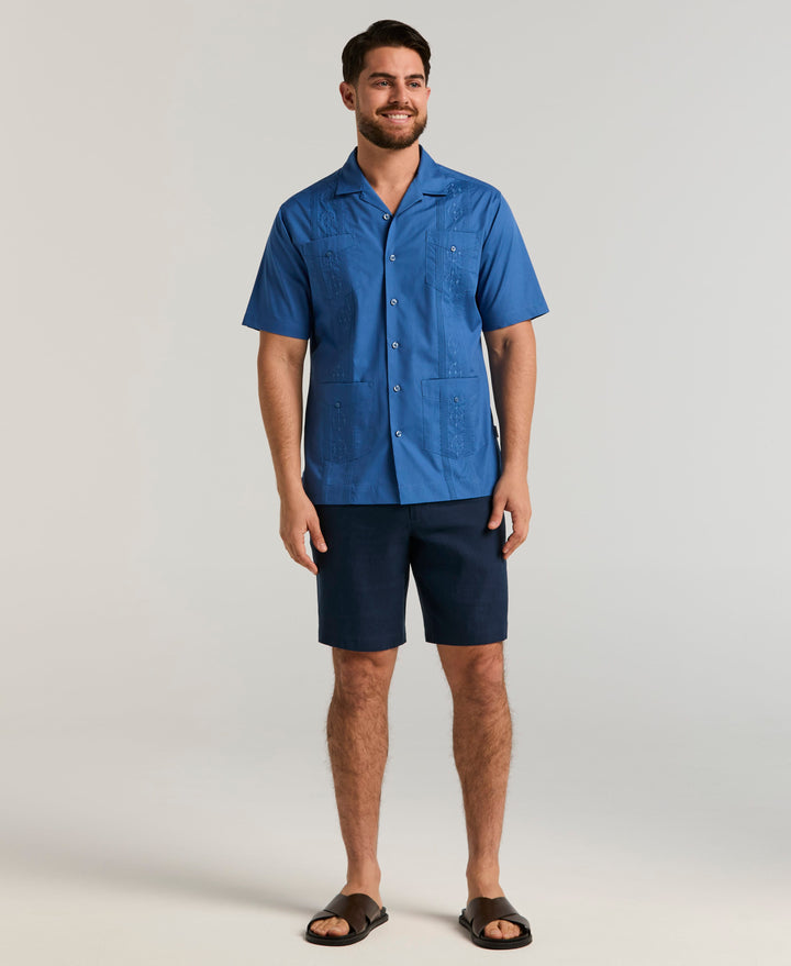 Camp Collar Guayabera Shirt (Delft) 