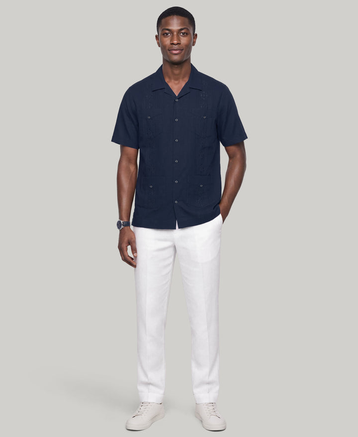 Camp Collar Guayabera Shirt (Pageant Blue) 