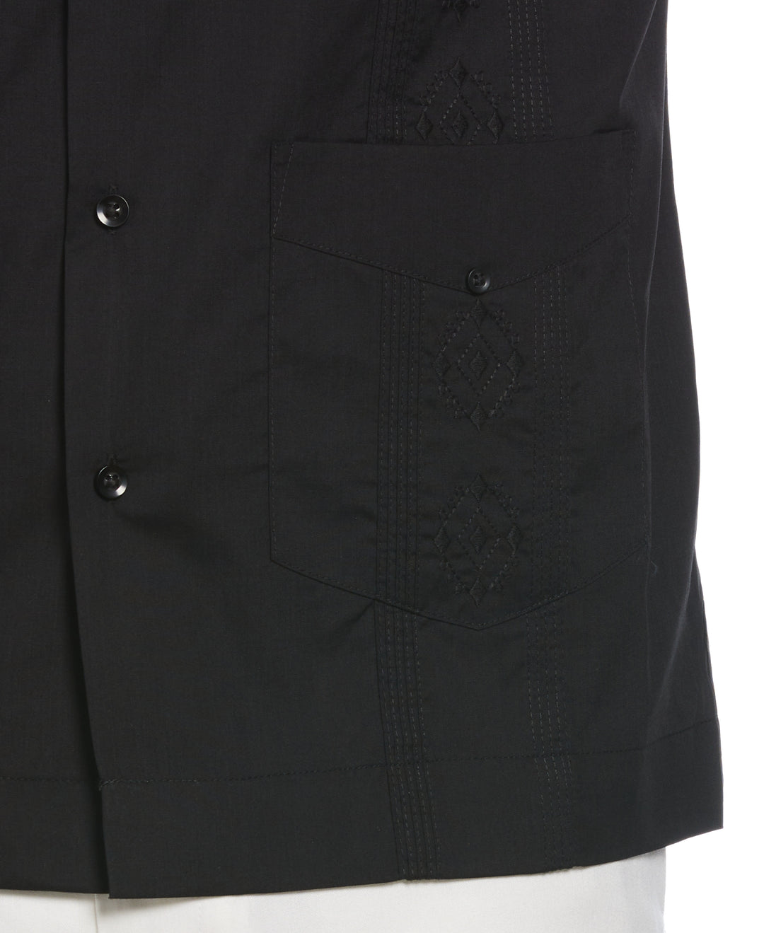 Camp Collar Guayabera Shirt (Black) 