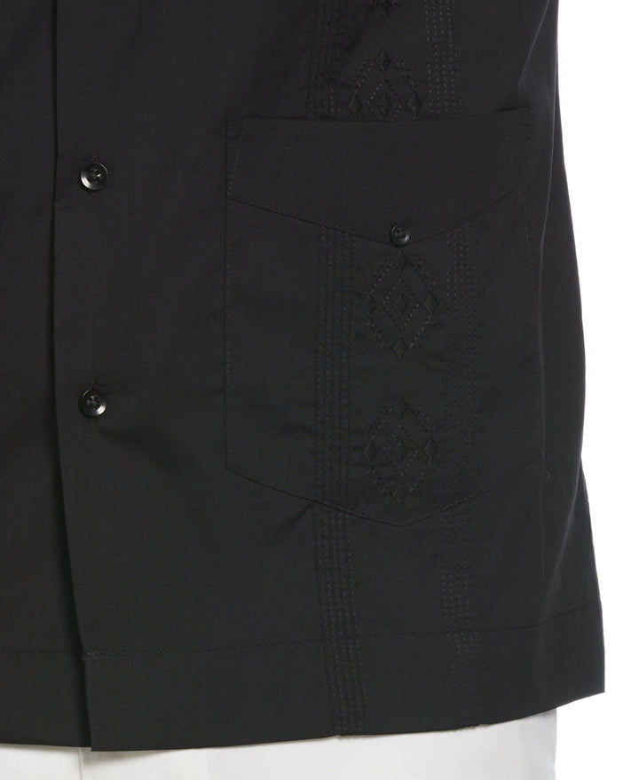 Camp Collar Guayabera Shirt (Black) 