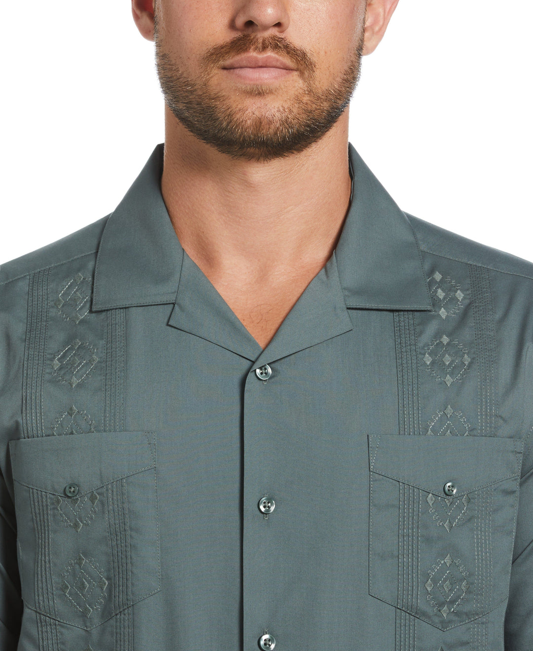 Camp Collar Guayabera Shirt (Balsam Green) 