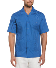 Embroidered Camp Collar Guayabera Shirt (Delft) 