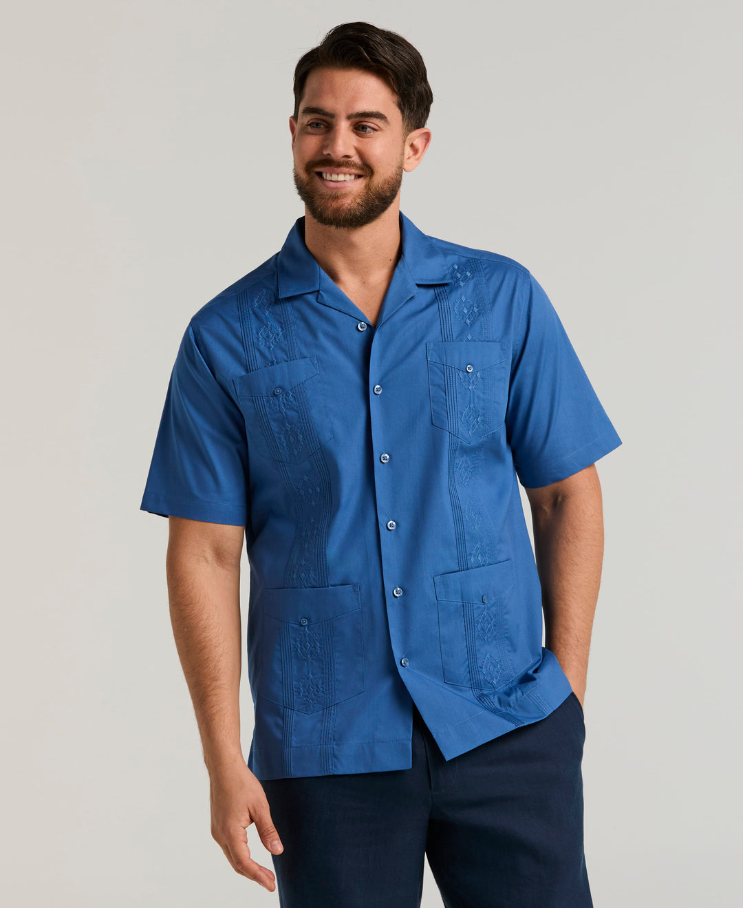 Camp Collar Guayabera Shirt (Delft) 
