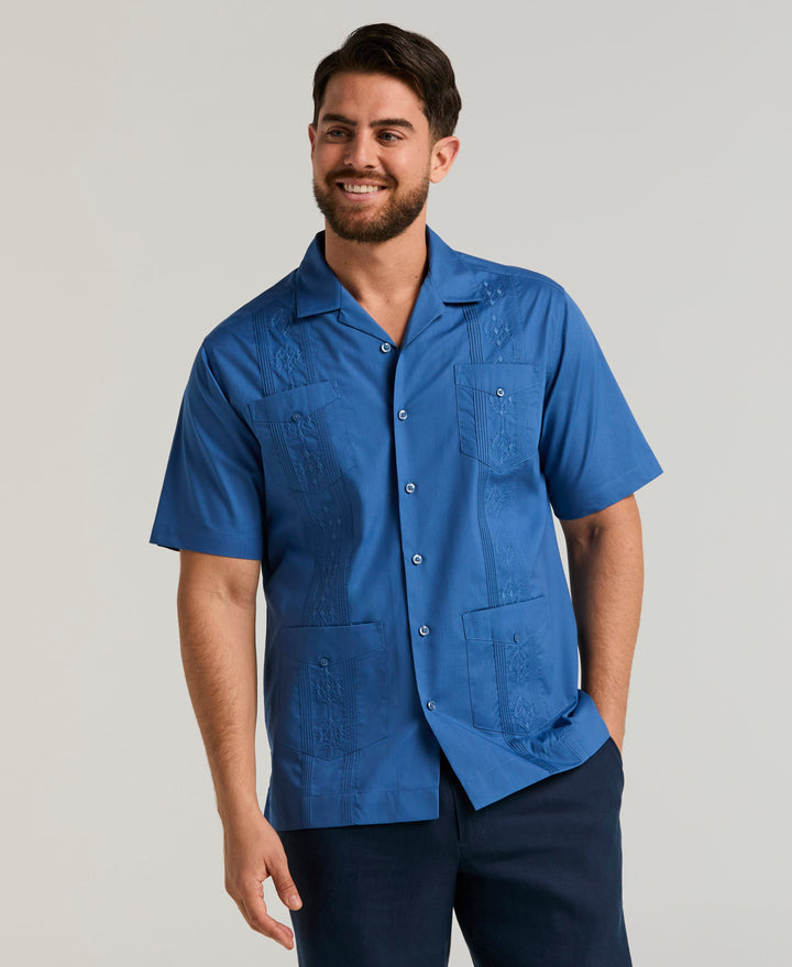 Camp Collar Guayabera Shirt (Delft) 