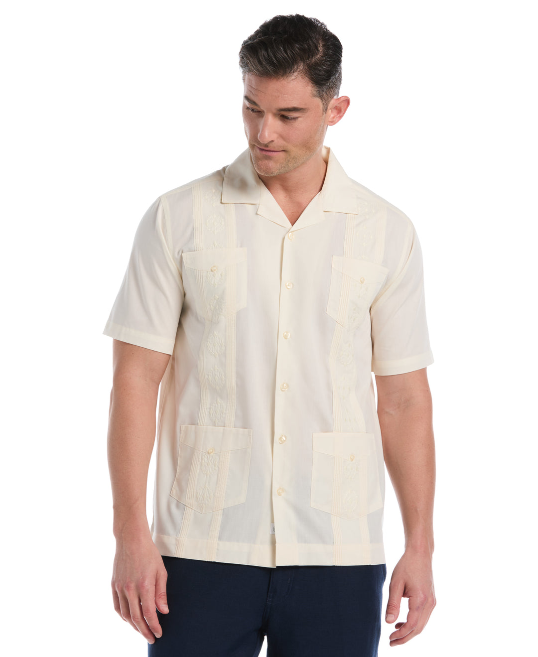 Camp Collar Guayabera Shirt (Ivory) 