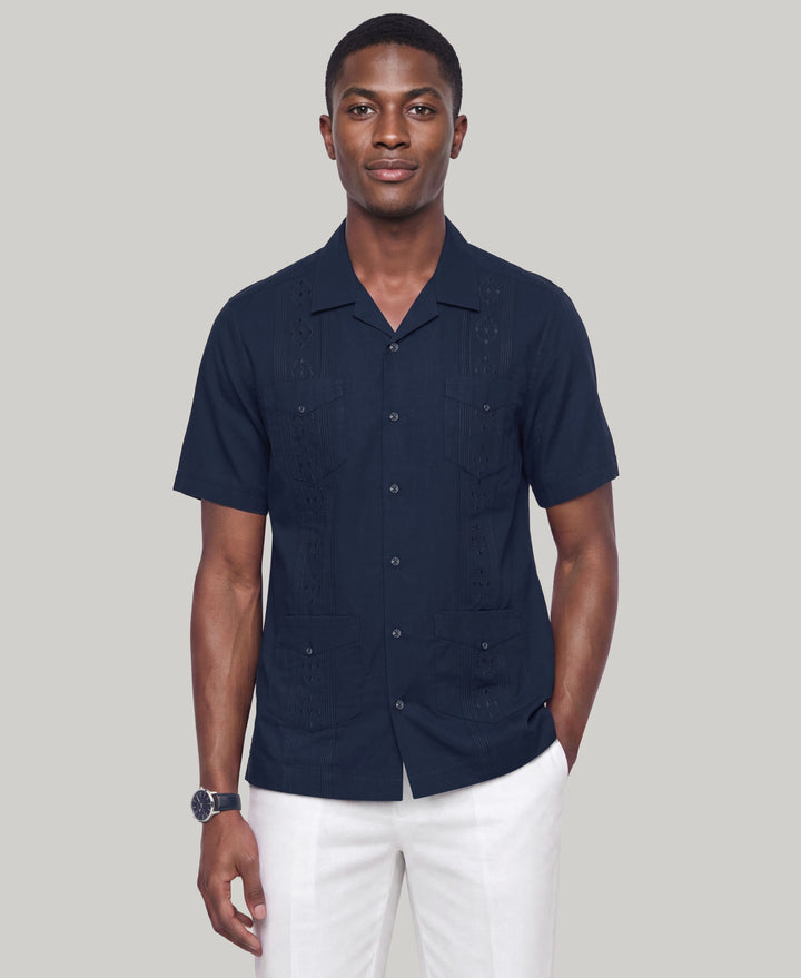 Camp Collar Guayabera Shirt (Pageant Blue) 