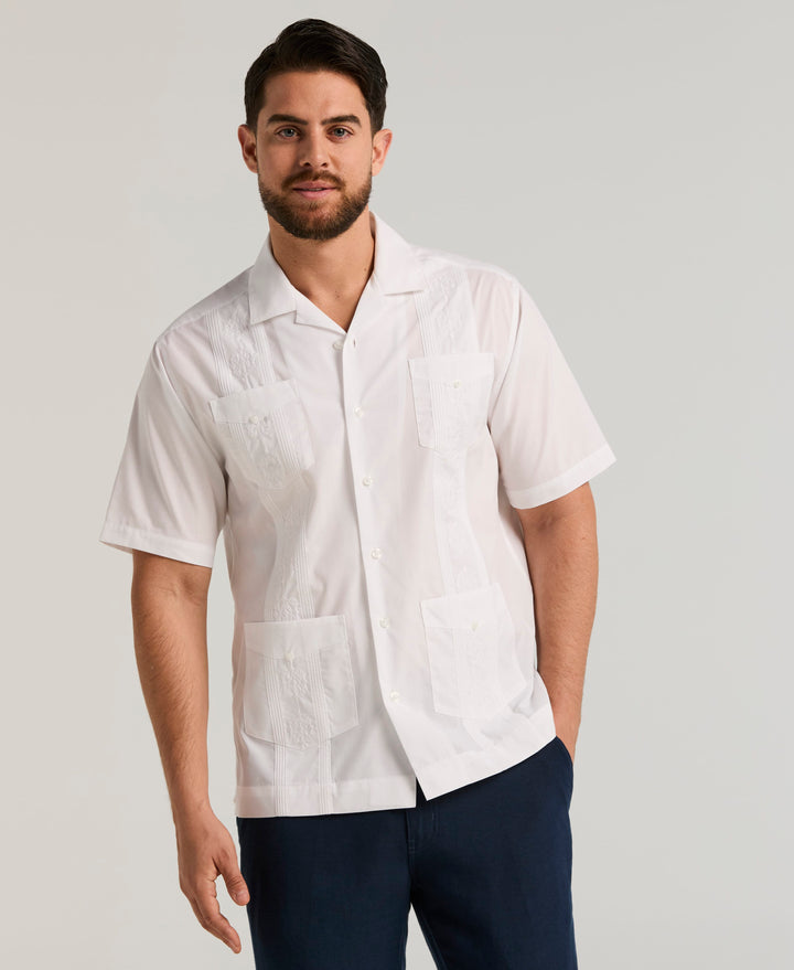 Camp Collar Guayabera Shirt (Pure White) 