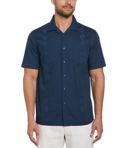 Embroidered Camp Collar Guayabera Shirt (Titan) 