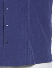 Big and Tall Geo Embroidered Panel Chambray Shirt (Skipper Blue) 