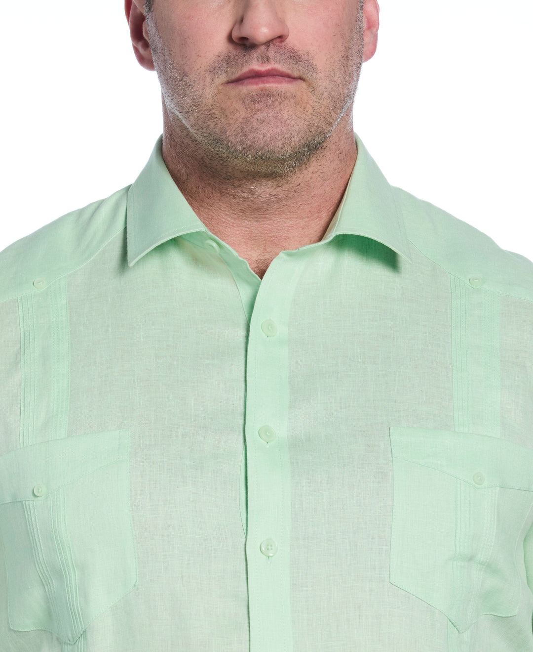 Big & Tall Linen Guayabera Shirt (Pastel Green) 