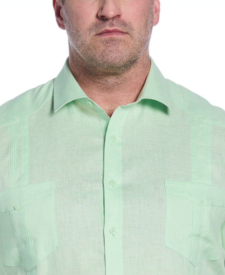 Big & Tall Linen Guayabera Shirt (Pastel Green) 