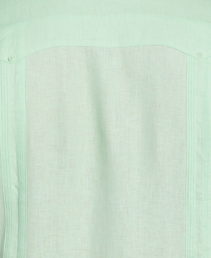 Big & Tall Linen Guayabera Shirt (Pastel Green) 
