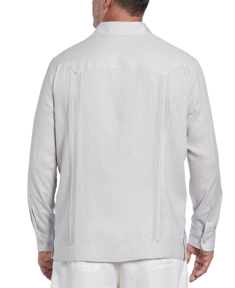 Big & Tall 100% Linen Classic Guayabera Shirt - Long Sleeve (Micro Chip) 