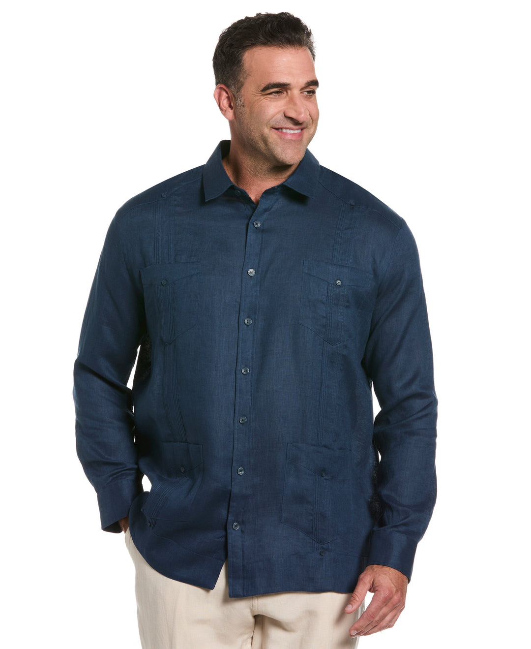 Big & Tall Linen Guayabera Shirt (Titan) 