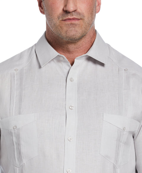 Big & Tall 100% Linen Classic Guayabera Shirt - Long Sleeve (Micro Chip) 