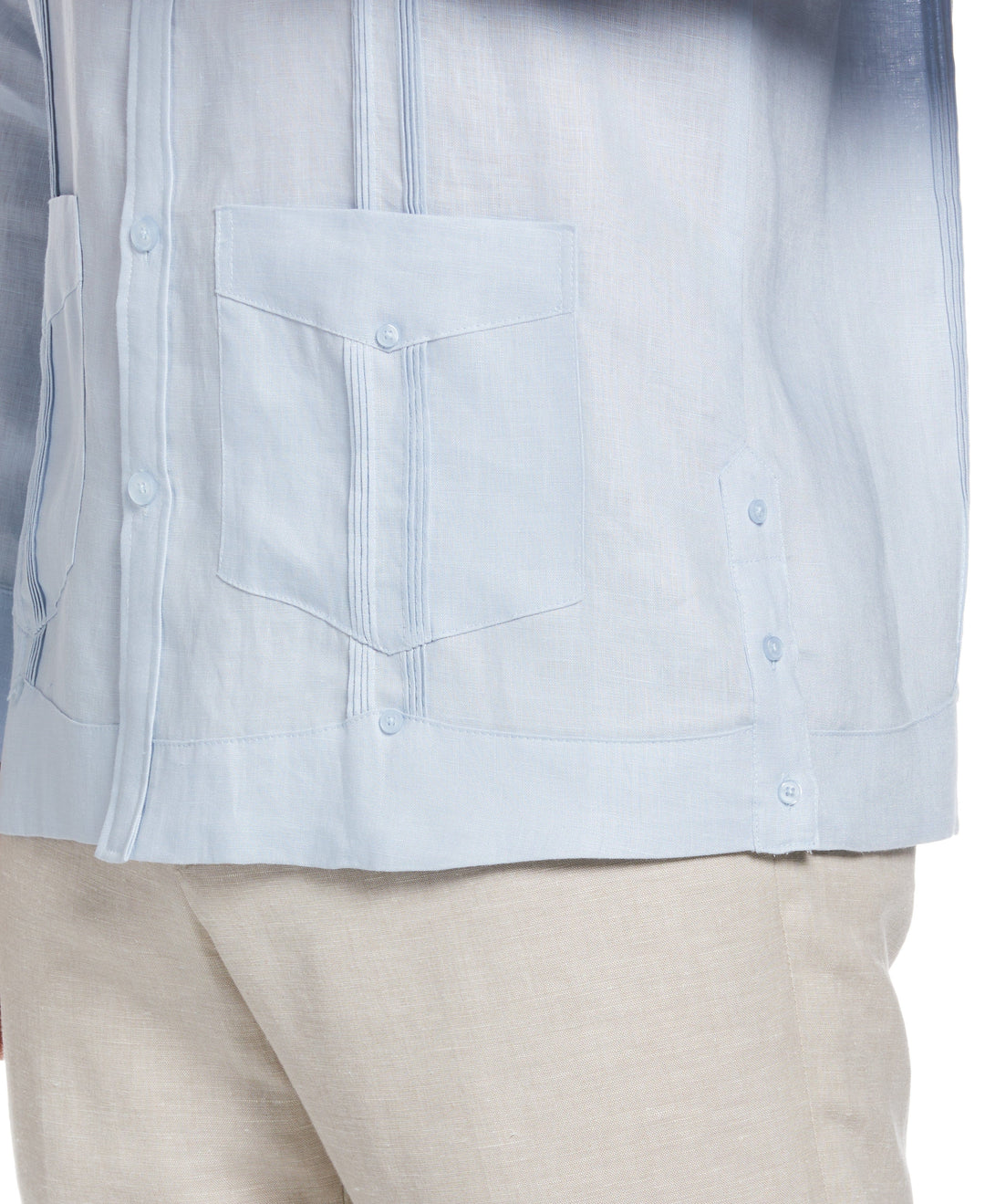 Big & Tall Linen Guayabera Shirt (Cashmere Blue) 